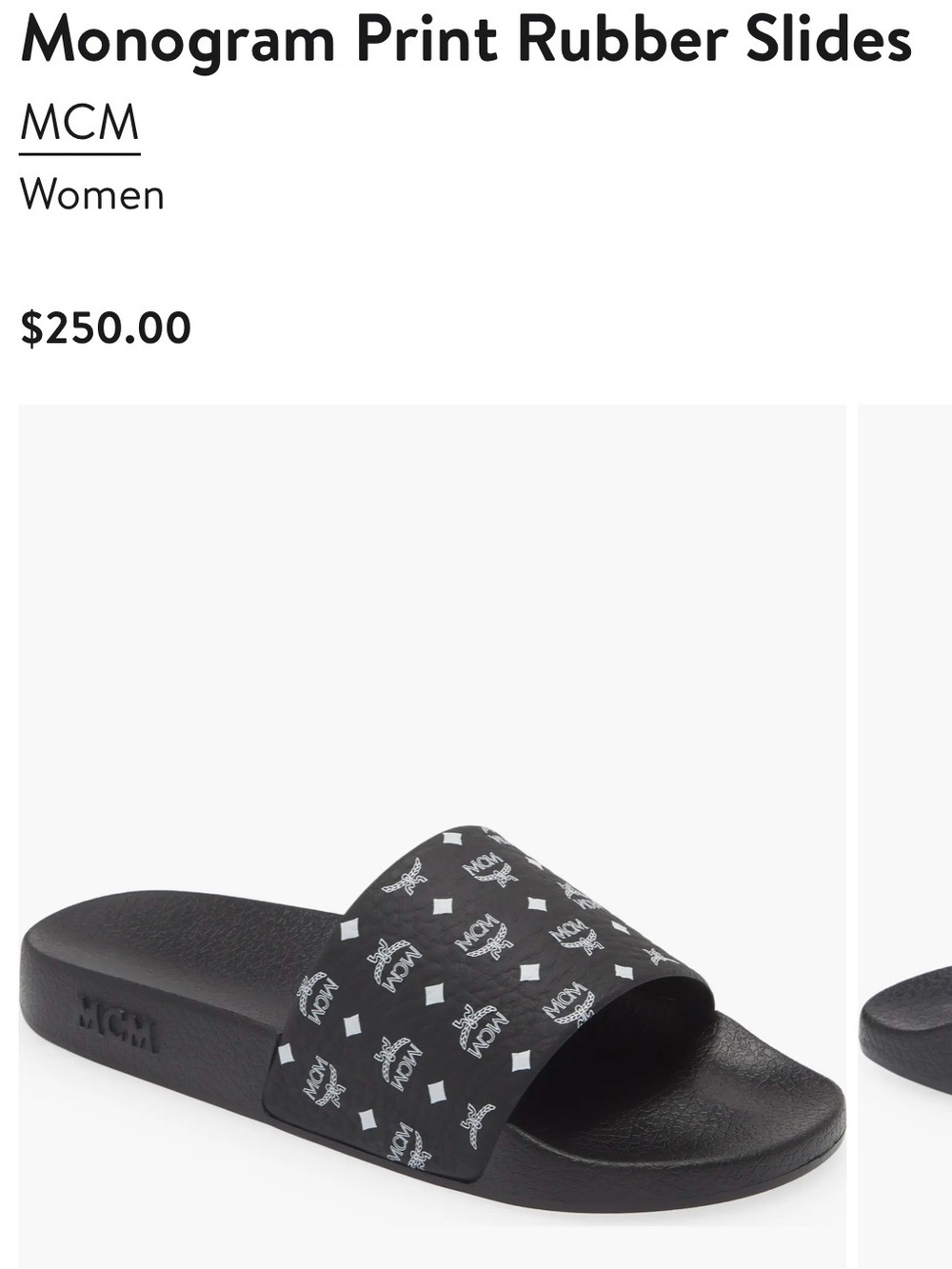 MCM Black Monogram Print Rubber Slide Sandals - Picture 4 of 4